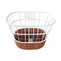 Woven Wire Basket with Rattan Base Sturdy Bike Basket with Mounting Bracket Portable Adjustable for Grocery Runs