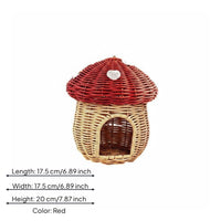 Toadstool-Style Birdhouse Domed Top Rattan Birdhouse Natural Finish
