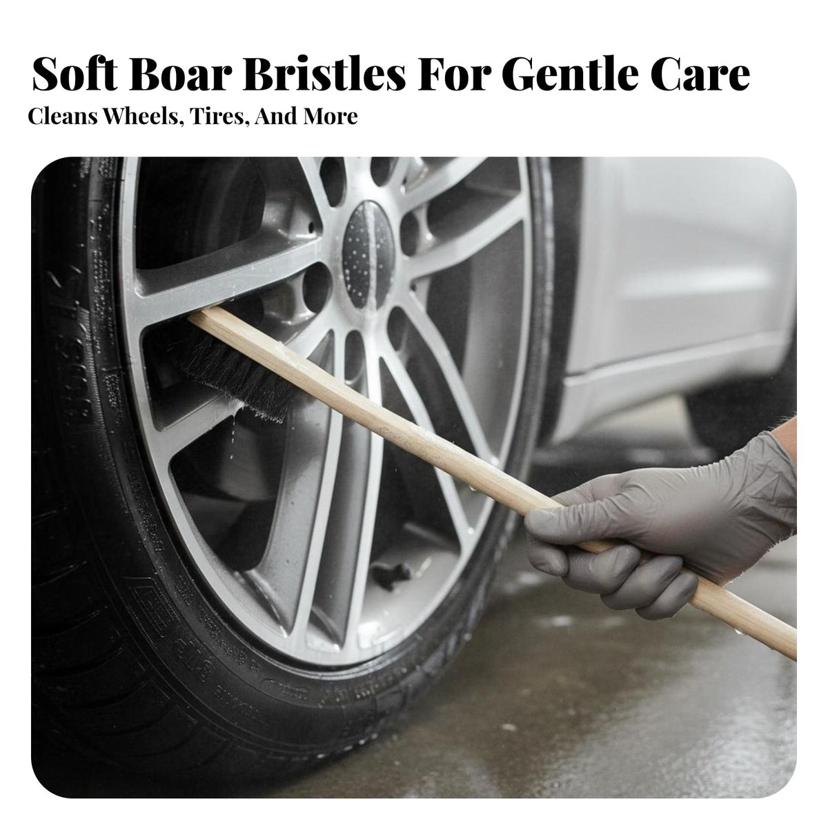 Long Handle Wheel Brush Sturdy Fibers S Long Handle Tire Brush Gentle on Finishes for Professional Car Care Specialists, Vehicle Maintenance, Garage