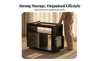 sturdy Wood Construction Rolling Tea Trolley Retro look 2-Tier Rolling Cart Mobile Design with Casters Side Table Multi-Functional for Homeowners, Apartment Dwellers, Entertainers, Living Room, Bedroom, Office, Reception Area