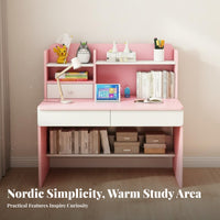 1 Piece Children Study Desk with Hutch Kids Desk and Chair Set Children Activity Table Homework Station Sturdy Artificial Board Rounded Edges Suitable for Gift Giving Home Decoration Study Room