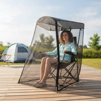 Zippered Bug Net Canopy with Stakes Mesh Outdoor Chair Enclosure with Zipper Breathable Chair Canopy with Bug Net Foldable for Travelers