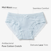 Women's Multipack Underwear with Gusset for Hygiene, Seamless Lace Knickers for Ladies Daily Wear, Mid Rise Triangle Briefs