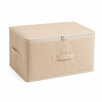 Storage Box with Zipper Lid Collapsible Textile Storage Box with Lid Closet Organizer Lidded Dustproof for Wardrobe, Bedroom