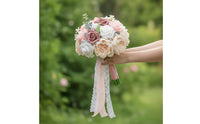 Faux Bridal Bouquet Pastel Artificial Rose Bouquet Delicate Flowers Lifelike for Weddings
