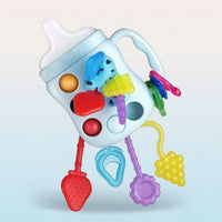 Colorful Milk Bottle Toy with Strap Textured Sensory Pull String Baby Toy Easy to Grip Lightweight for Babies, Infants, Toddlers