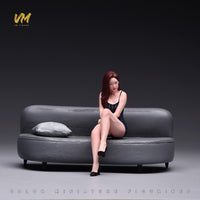 VM 1/18/24 Seated Cross-Legged Beauty Figure B - Hand-Painted Resin Miniature Scene Model