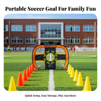 Foldable Kids' Football Net Easy Assembly Portable Soccer Net Set Includes Carrying Bag Quick-Setup for Park, Backyard, Beach