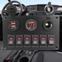 LED 6 Gang Switch Panel 12V Switch Panel with USB Charger Waterproof Pre-Wired for Boaters, RV Owners, DIYers, RVs, Trucks