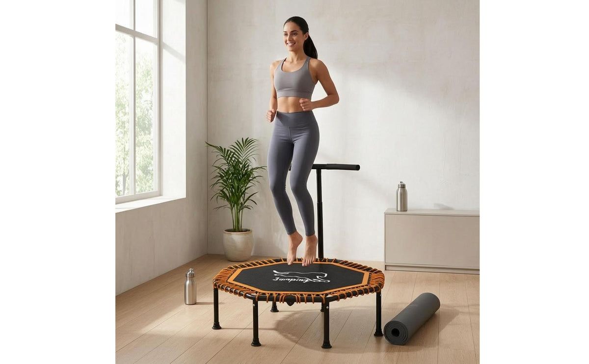Non-Slip Indoor Exercise Trampoline Low Low-Strain Workout Rebounder Trampoline High Weight Capacity Fitness Rebounder Sturdy Frame for Adults, Beginners, Home Gym