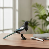Magpie Figurine Lifelike Bird Figurine with Feather Texture Magpie Model Textured Simulation Bird Realistic for Collectors