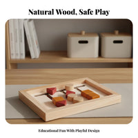Early Learning Wooden Reasoning Slide Game Develops Logical Thinking Color and Shape Slide Game Solid Wood Construction Shape and Color Sorting Game Improves Hand-Eye Coordination for Preschoolers, Toddlers, Kids 3+, Preschool Classroom, Daycare, Travel