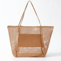 Breathable Mesh Tote Bag Structured Tote Bag with Inner Pocket Easy-Clean Portable for Beach