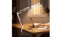 LED Two-headedHead Desk Lamp USB-Powered Desk Lamp with Clamp Flexible Work Light Articulated for Professionals, Students, Crafters, Home Office, Dorm Room
