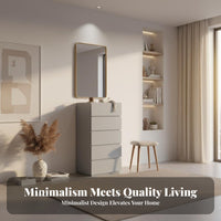 Nordic aesthetic 5-Drawer Tall chest of drawers Minimalist Design 5-Drawer tall dresser Space-Saving Chest of Drawers Sturdy Construction for Adults, Homeowners, Renters, Living Room, Hallway, Entryway, Closet