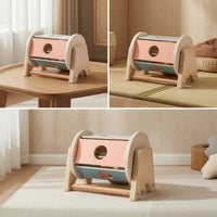 Natural Wood Educational Rolling Drum Tabletop Desktop Rolling Drum Early Learning Baby Toys Rounded Edges for Toddlers, Classrooms