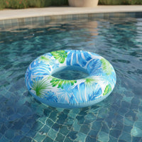 Thickened PVC Material Tropical Foliage Pool Buoy High Buoyancy Foliage Print Inflatable Tube Leak-Proof Valve Inflatable Swim Float Easy to Inflate and Deflate for Children, Adults, Toddlers, Beach, Lake