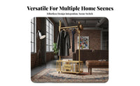 Lockable Casters Mobile Coat Stand Space Saving Freestanding Clothes Hanger Heavy Duty Freestanding Wardrobe Rack Large Capacity for Apartment Dwellers, Homeowners, Bedroom, Dorm Room, Entryway, Retail Shop
