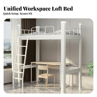 Loft Bed with Desk Space Saving High Er Bed with Workstation Multi-Functional Bedroom Furniture for Students, Dorm Room, Small Areas, Apartment