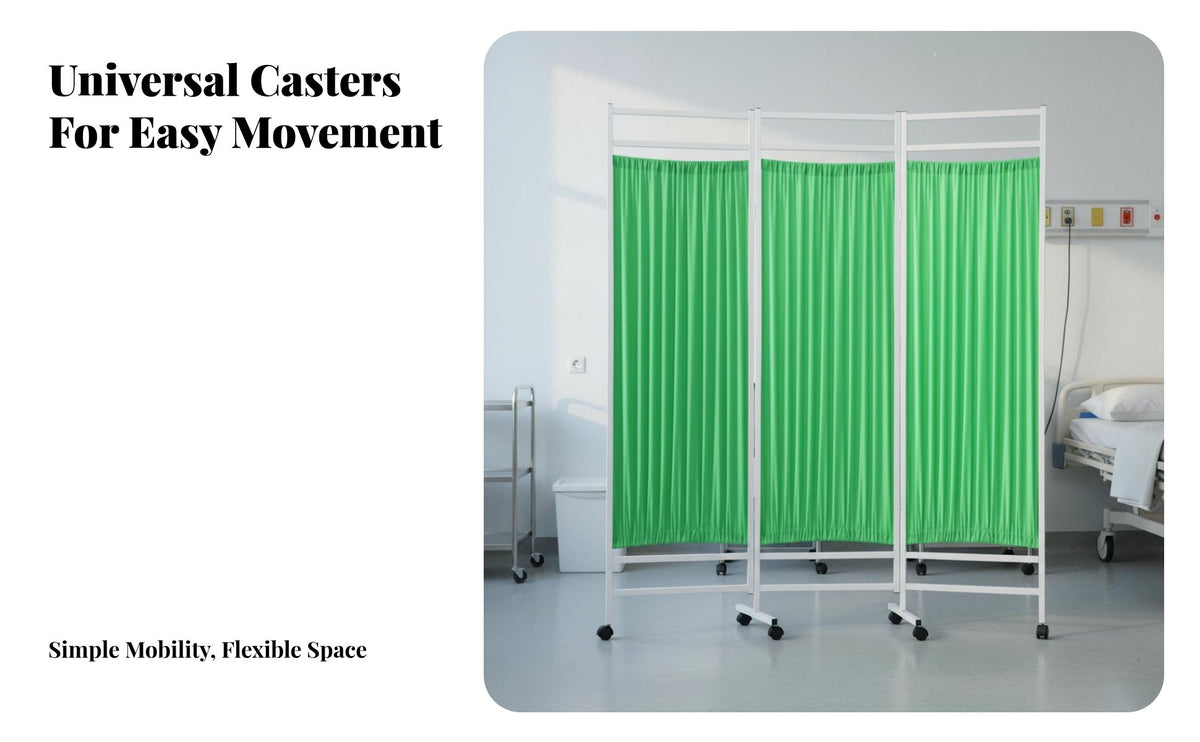 Mobile with Wheels Wheeled Medical Screen Foldable Design Folding Medical Partition Privacy Protection Room Divider Lockable Casters for Beauticians, Healthcare Professionals, Hospital, Clinics, Doctor's Offices