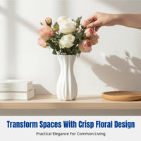 Modern Minimalist Decorative Vase, Thick Cream Ceramic-Look, Water-Holding, Red/Cream, Home Decor