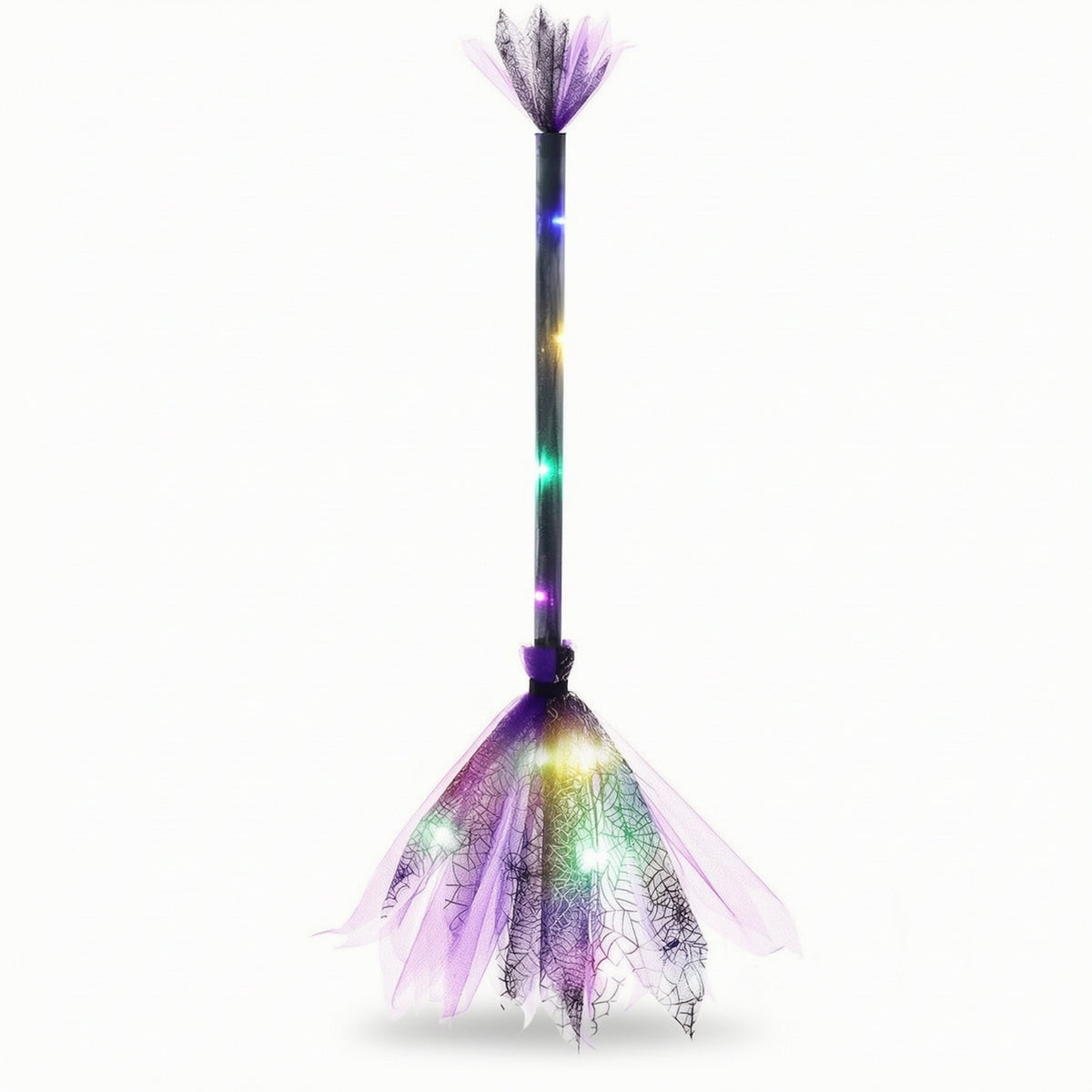 Witch Broom with Lights Light-up Glowing Broom Costume Accessory Multicolor Prop Delicate for Cosplayers, Halloween, Cosplay