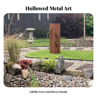 Fern Frond Garden Art Stake Weathered Look Rusted Metal Garden Pillar Cut