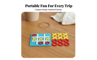 Toe Strategy Board Game, Mini Noughts and Crosses Game Easy to Store Portable Noughts and Crosses Set for Family, Kids, Classroom