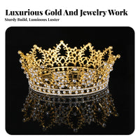 Gold King Crown Regal Design men's King Crown Gender-Neutral Jeweled Tiara Ornate Detailing Sturdy Build for Actors, Pageants
