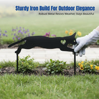 Metal Garden Stake, Cartoon Cat Outline, Black Cat Iron Art Lawn Decor, Outdoor Yard Decoration, Cute Cat Figure, Durable Craft