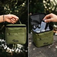 Camping Spice Bag, Outdoor Spice Organizer with 9 Jars, Leak-proof & Moisture-resistant, 16x12x14cm