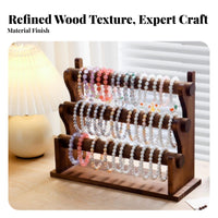Space-Saving Design Watch and Bracelet Display Stand Solid Wood Construction Bangle Storage Organizer Large Capacity for Dresser Top, Vanity