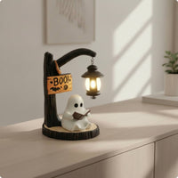 Seasonal Ghost Table Lamp with Wooden Base Cute Ghost Reading Book Lamp Whimsical Spooky