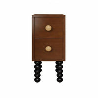 Space-Saving Narrow Nightstand Slim Design Narrow 2-Drawer Cabinet Retro Design Bedroom Furniture Easy Assembly for Small Apartment Dwellers, Students, Homeowners, Hallway, Living Room