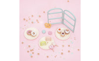 Toy Dessert Stand with Pretend Desserts Three-Tier Dessert Stand with Sweets Rounded Edges Wooden Pretend Desserts Set for Classroom