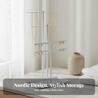 Crossbar Jewelry Tree Sturdy Construction Crossbar Jewelry Stand Necklace and Earring Holder Simple Assembly for Bedroom