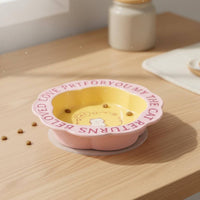 Flower Edge Cat Dish Anti-Tip Design Raised Ceramic Cat Bowl Easy to Clean High Foot Pet Bowl