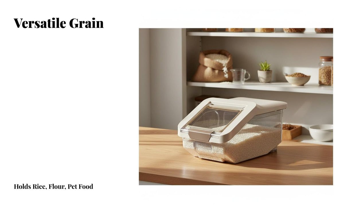 Moisture-Proof Rice Storage Bin Large Capacity Rice Storage Container Space-Saving Design for Kitchen Countertop, Cabinet