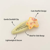 Starfish Duck Barrettes for Women, Handmade Design Accessories for Young Casual Styling Everyday Wear Gifts Set