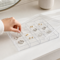 Acrylic Clear Multi-Compartment Jewelry Display Tray for Earrings Bracelets Beads