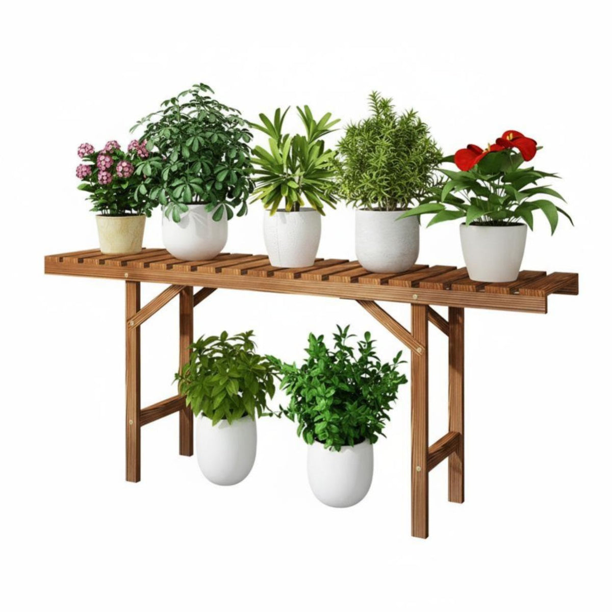 Complimentarystanding 3-Tier Plant Ladder Multi-Tiered 3-Tier Ladder Shelf Stable Design Display Stand Easy Assembly for Gardeners, Apartment Dwellers, Homeowners, Balcony, Living Room, Indoor, Garden