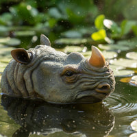 Waterproof Floating Rhino Statue Long-Lasting Outdoor Decoration Small for Aquarium