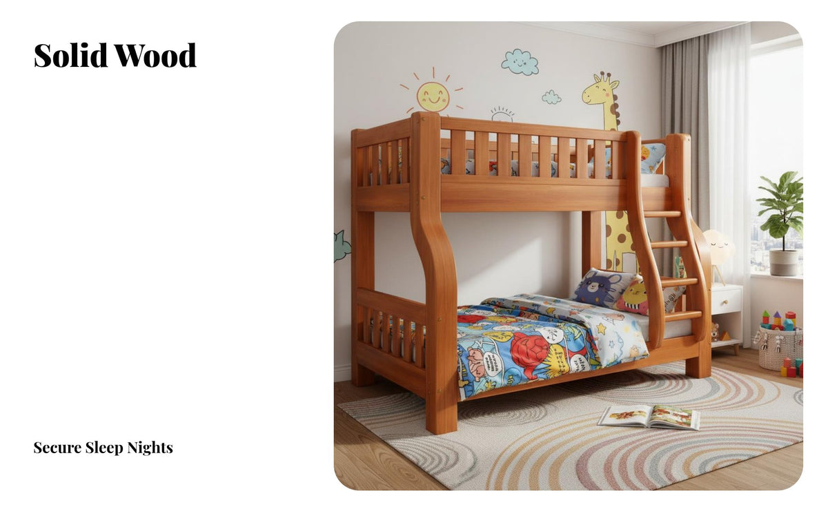 Solid Wood Bunk Bed Multi-Functional High-Low Bed Space-Saving Design Kids Furniture for Children, Families, Shared Room, Dormitory, Playroom