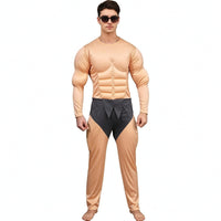 Full-Body Muscle Suit Long-Sleeve Muscle Costume Black Superhero Bodysuit Comfortable for Adults, Men, Halloween, Cosplay