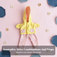 Doll Clothes Set Hooded Design Doll Outfit Plaid Accents Miniature Fashion Set for Hobbyists