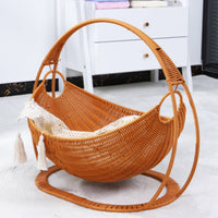 Rattan Cat Bed Summer Use Cat Basket Bed All Season Animal Furniture for Cats, Indoor