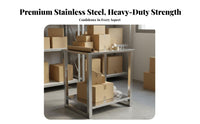 Long-Lasting Stainless Steel Work Table Rustproof Heavy Duty Utility Table Rust Resistant Stainless Steel Aquatic Aquarium Stand Easy to Clean for Workshop Workers, Warehouse Personnel, Aquarium Hobbyists, Garage, Restaurant, Living Room, Outdoor