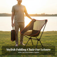 Easy to Carry Folding Moon Chair Breathable Portable Camping Chair Compact Design Long-Lasting for Artists, Fishers, Fishing, Picnic, Picnics, Barbecues