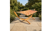 Wooden Swing Bed with Stand Curved Freestanding Swing Bed Outdoor Furniture Stable for Adults, Patio, Garden, Backyard