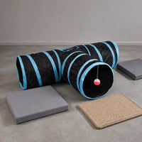T-Shaped Feline Tunnel 80 Cm Long Crinkly Feline Tunnel Pet Toy Lightweight Cylindrical Openings for Indoor Play